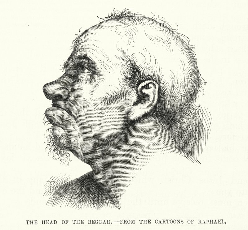A koldus feje, Raphael karikatúráiból (metszet) alkotó: English School