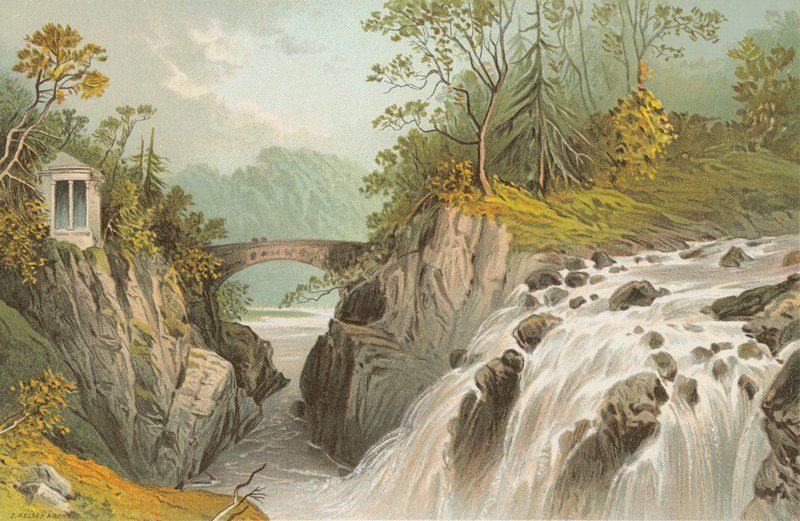 The Hermitage und Falls of the Bruar – Dunkeld közelében alkotó: English School
