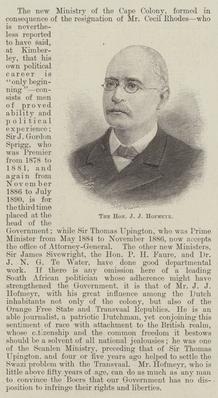 A tisztelt J. J. Hofmeyr (metszet) alkotó: English School