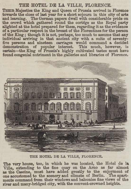 A Hotel de la Ville, Firenze (metszet) alkotó: English School