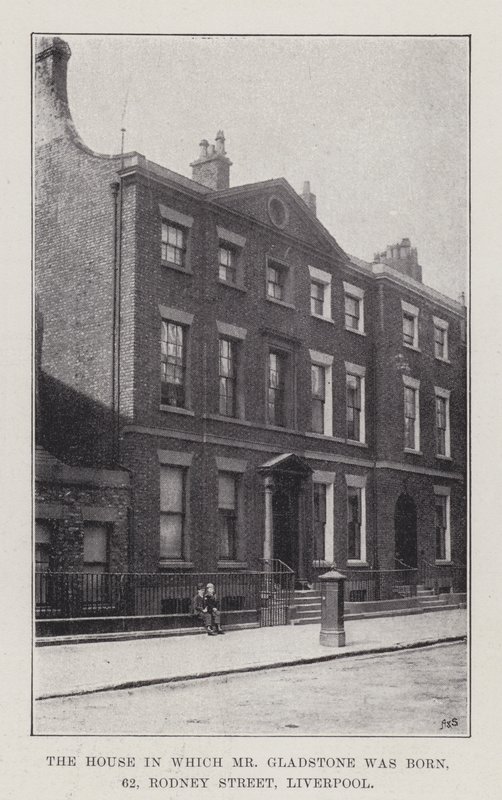 A ház, amelyben Gladstone úr született, 62, Rodney Street, Liverpool (metszet) alkotó: English School