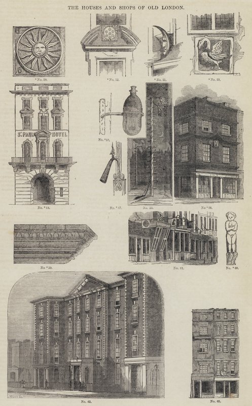 Old London házai és üzletei (metszet) alkotó: English School