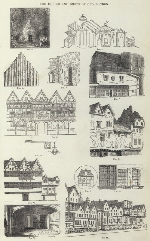 Old London házai és üzletei (metszet) alkotó: English School