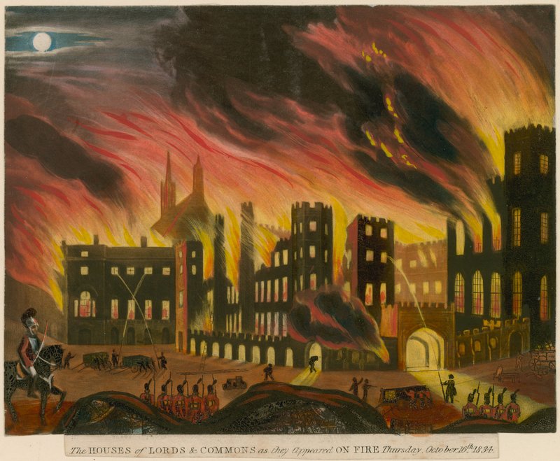 A Lordok Háza és alsóháza lángokban állva, 1834. október 16-án alkotó: English School