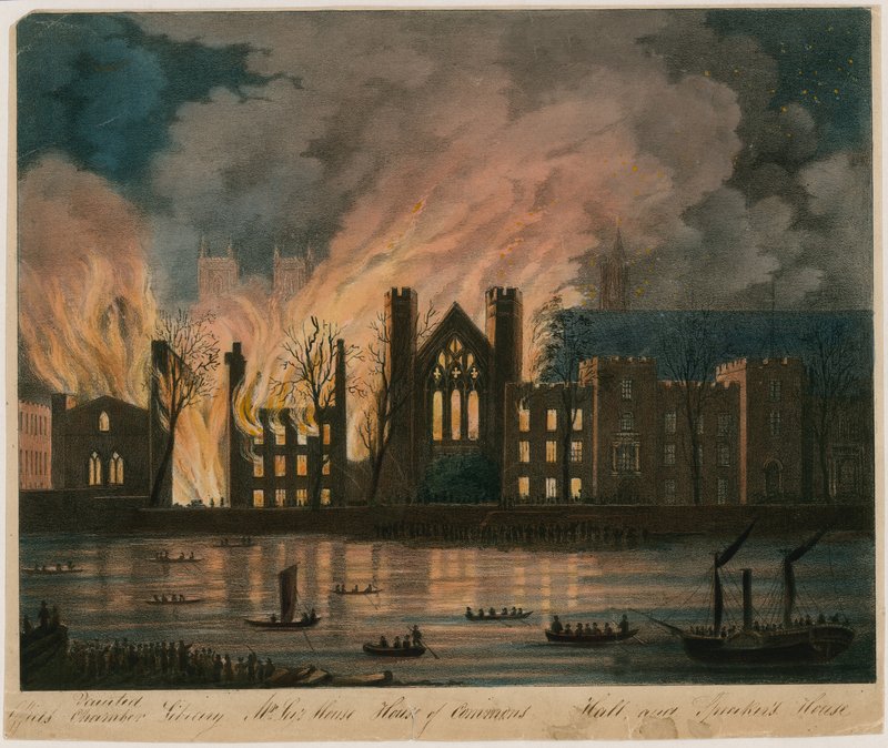 A Lordok és Alsók Háza lángokban áll, 1834. október 16-án alkotó: English School
