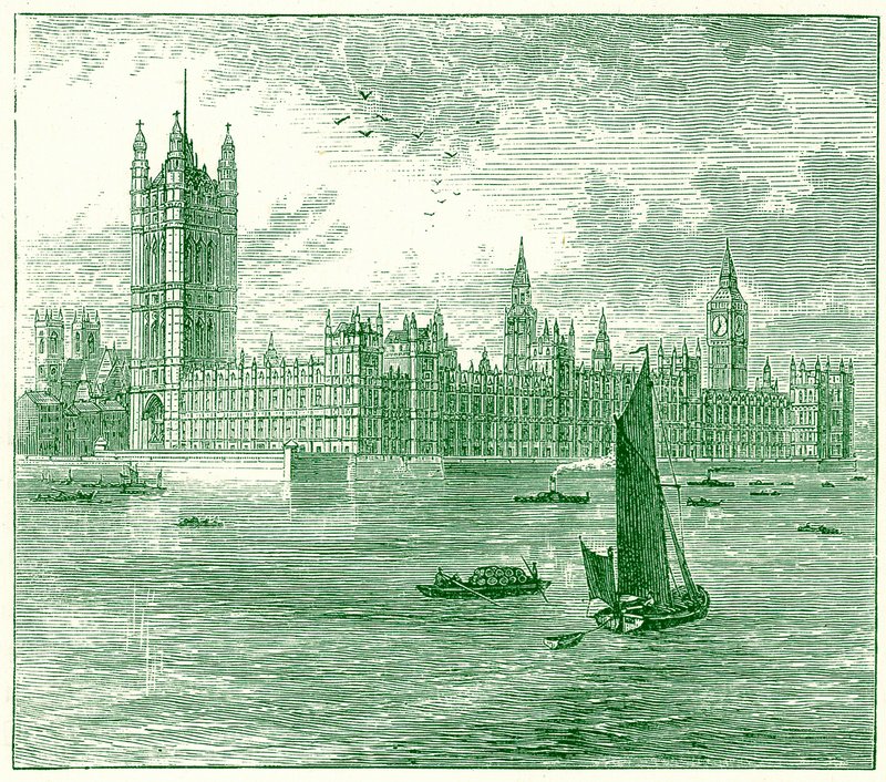 A Parlament háza és a Westminster Abbey, George Chisolm, 1885-ben megjelent The World olyan, amilyen illusztrációja (digitálisan javított kép) alkotó: English School