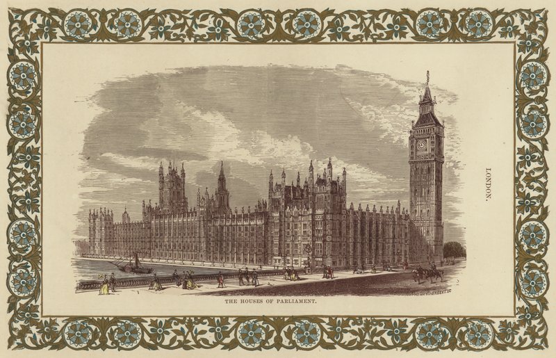 A londoni parlament háza (színes metszet) alkotó: English School