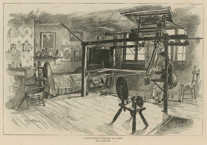 A hugenották Angliában: Egy Spitalfields takács dolgozik alkotó: English School