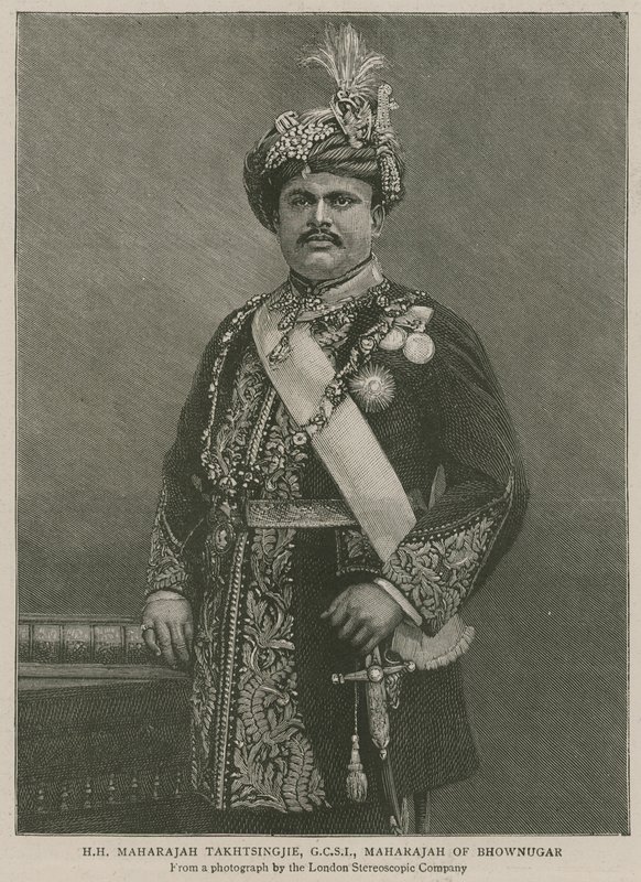 A Birodalmi Intézet: Őfelsége Maharajah Takhtsingjie, Bhownugar Maharahah alkotó: English School