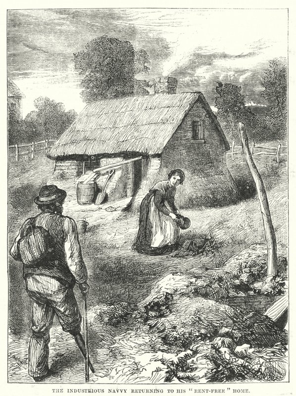 A szorgalmas tengerész visszatér "bérmentes" otthonába (metszet) alkotó: English School