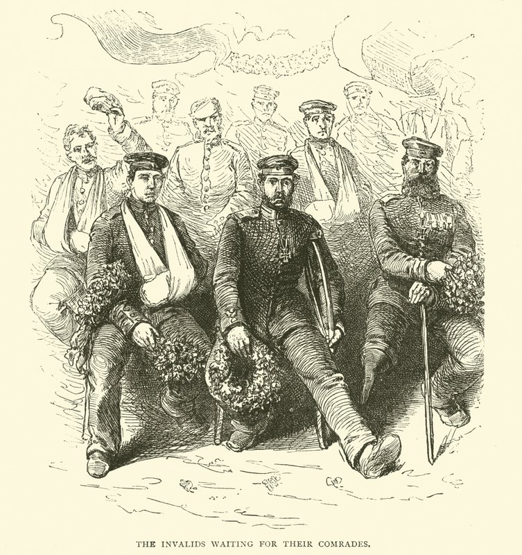 Társaikra váró rokkantok, 1871-2 alkotó: English School