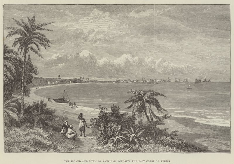 Zanzibár szigete és városa, Afrika keleti partjával szemben (metszet) alkotó: English School