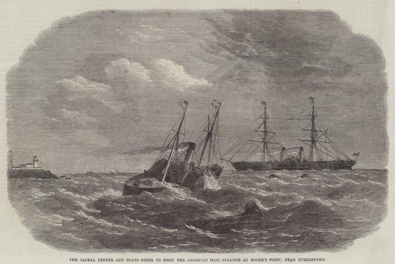 A Jackal Tender és a Boats találkozik az American Mail Steamerrel a Roche