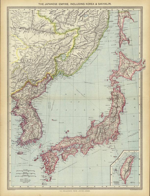 A Japán Birodalom, beleértve Koreát és Szahalint (színes litho) alkotó: English School