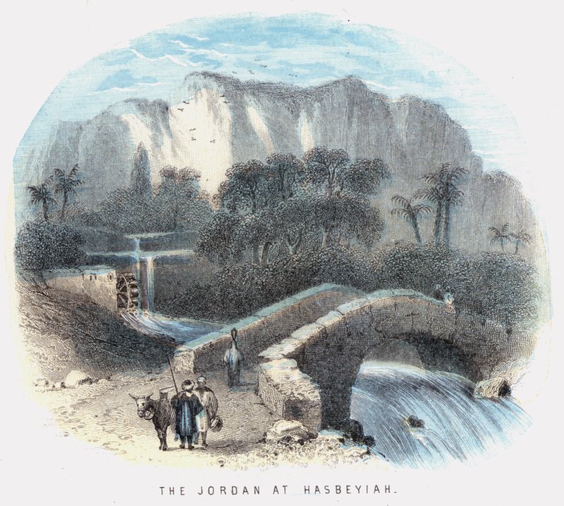 A Jordán Hasbeyiah-nál (színes metszet) alkotó: English School