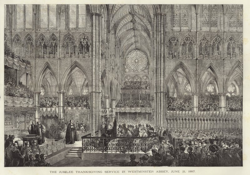 A jubileumi hálaadó istentisztelet a westminsteri apátságban, alkotó: English School