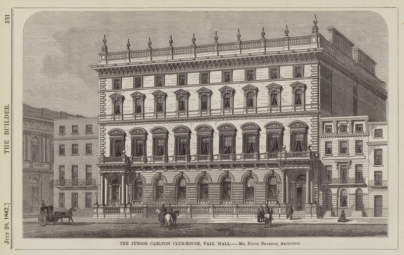 The Junior Carlton Club-House, Pall Mall, Mr David Brandon, építész (metszet) alkotó: English School