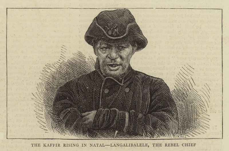 A kaffir felemelkedése Natalban, Langalibalele, a lázadók főnöke (metszet) alkotó: English School