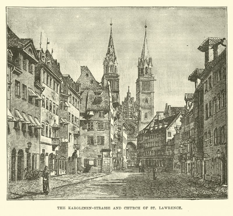A Karolinen-Strasse és a Szent Lőrinc-templom alkotó: English School
