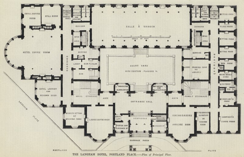 The Langham Hotel, Portland Place (metszet) alkotó: English School