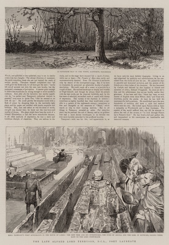 A néhai Alfred Lord Tennyson, DCL, költődíjas (metszet) alkotó: English School