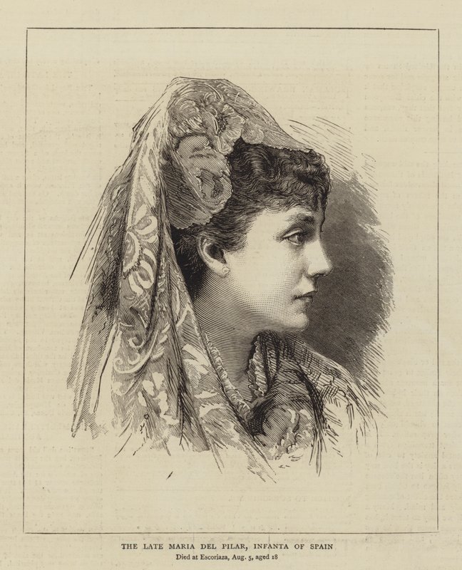 A néhai Maria del Pilar, Spanyolország Infanta (metszet) alkotó: English School