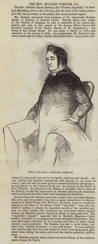 Richard Barham néhai tiszteletes (metszet) alkotó: English School