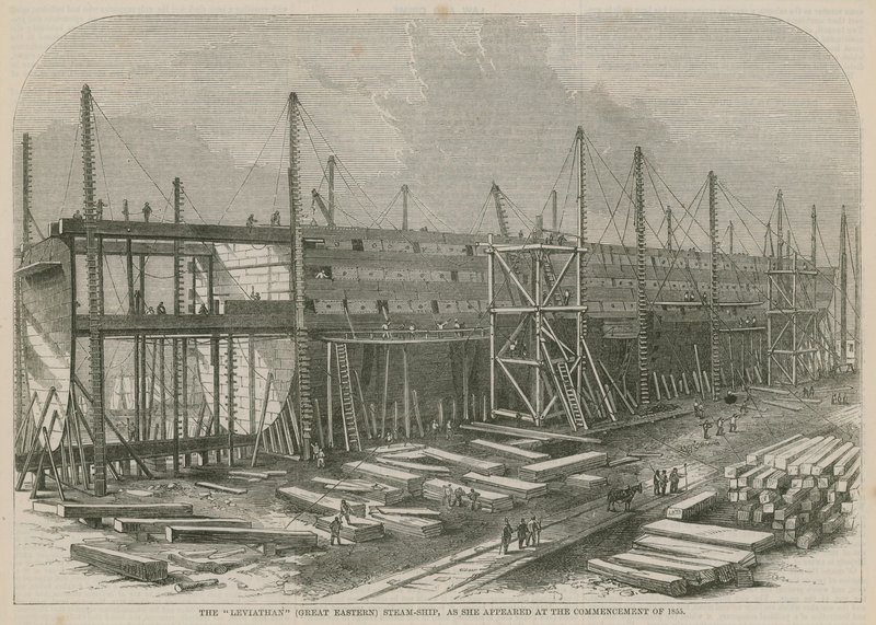 A Leviathan (Nagy Keleti) gőzhajó, ahogyan 1855 elején megjelent alkotó: English School