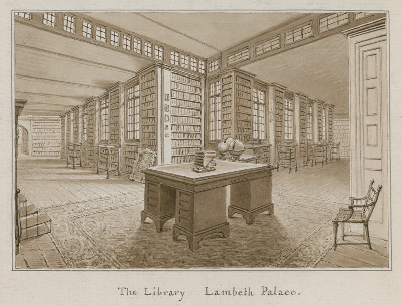 Könyvtár, Lambeth Palace, London (wc papíron) alkotó: English School