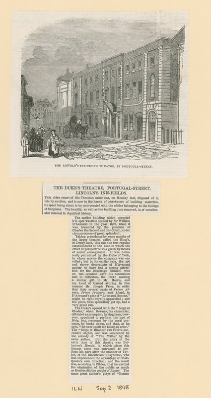 A Lincolns Inn Fields Színház a Portugál utcában alkotó: English School