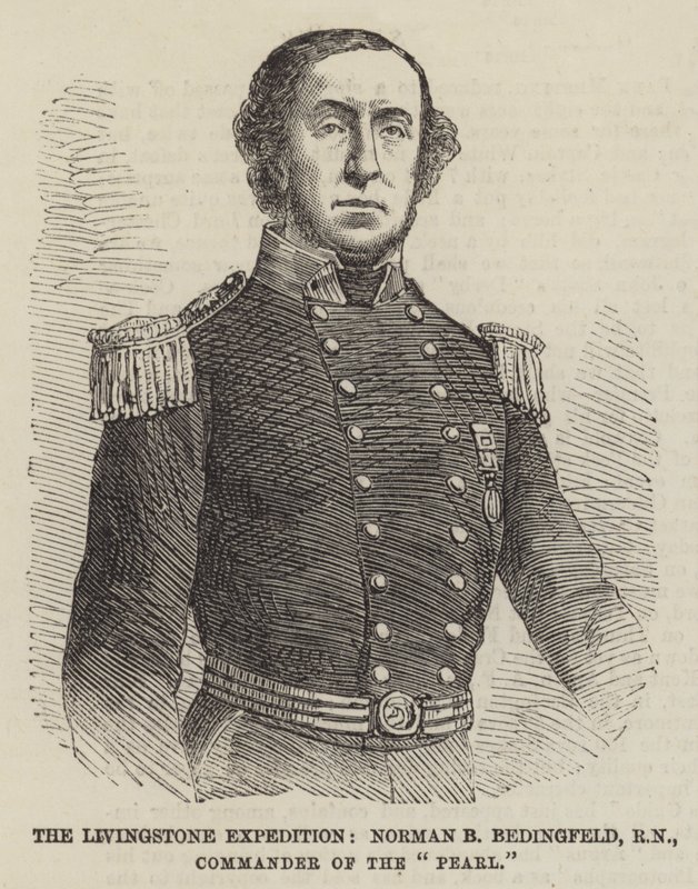 A Livingstone-expedíció, Norman B Bedingfeld, RN, a „Pearl” parancsnoka (metszet) alkotó: English School