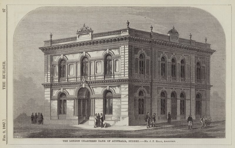A London Chartered Bank of Australia, Sydney, Mr. J. F. Hilly, építész (metszet) alkotó: English School