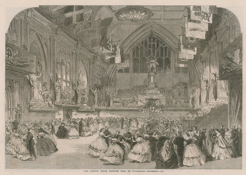 A londoni lövészdandár bálja a Guildhallban alkotó: English School