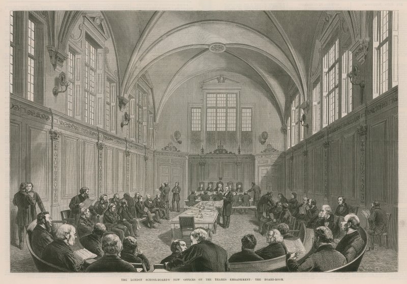 A London School Board új irodái a Temze rakparton alkotó: English School