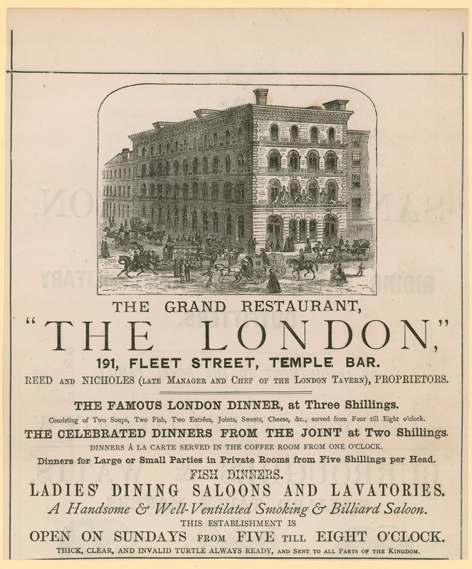 London, étterem, 191 Fleet Street, Temple Bar alkotó: English School