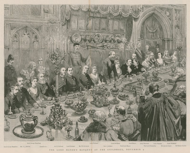A Lord Mayors bankett a londoni Guildhallban, 1887. november 9-én alkotó: English School