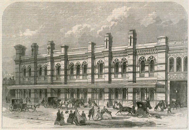 A londoni, chathami és doveri vasút Ludgate Hill állomása alkotó: English School