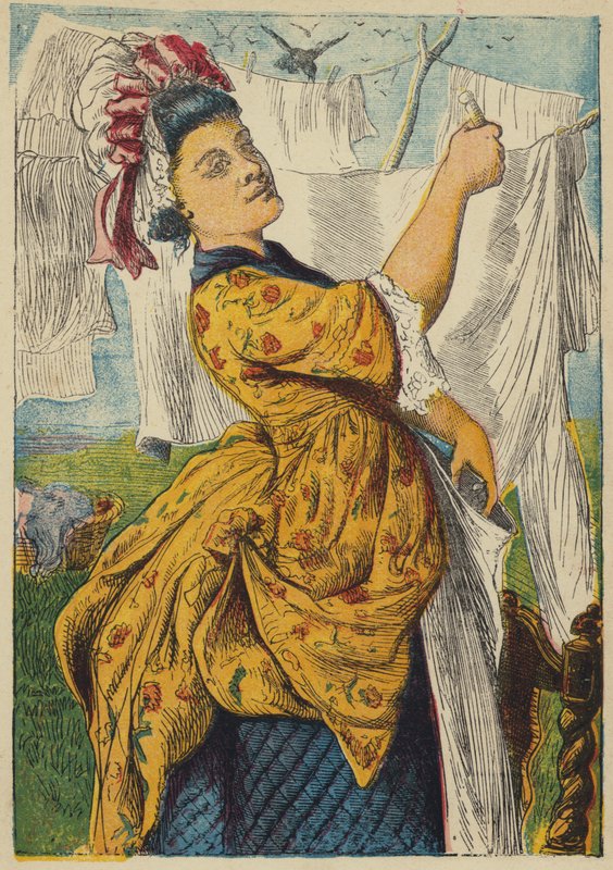 A szobalány a kertben (színes litográfia) alkotó: English School