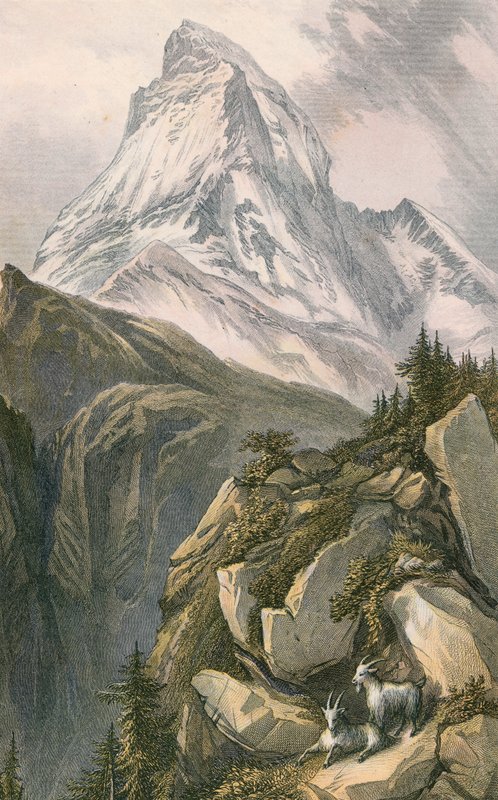 A Matterhorn vagy a Mont Cervin. Felülről Zermatt, Svájc alkotó: English School