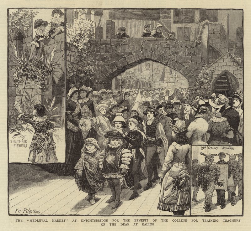 A Knightsbridge-i „középkori piac” az Ealing-i Siketek Tanítóképző Főiskola javára alkotó: English School