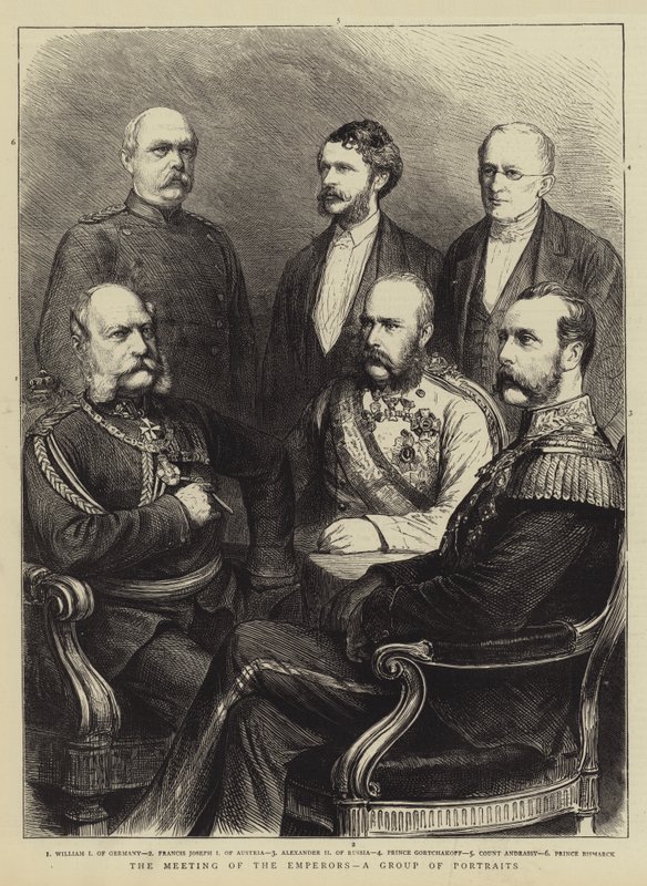 A császárok találkozója, portrécsoport (metszet) alkotó: English School