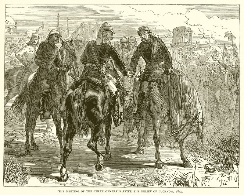 A három tábornok találkozója a lucknow-i segélyezés után, 1857 alkotó: English School