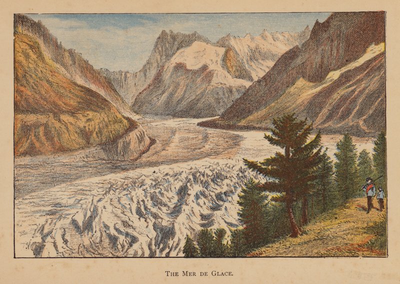 A Mer de Glace (színes litográfia) alkotó: English School