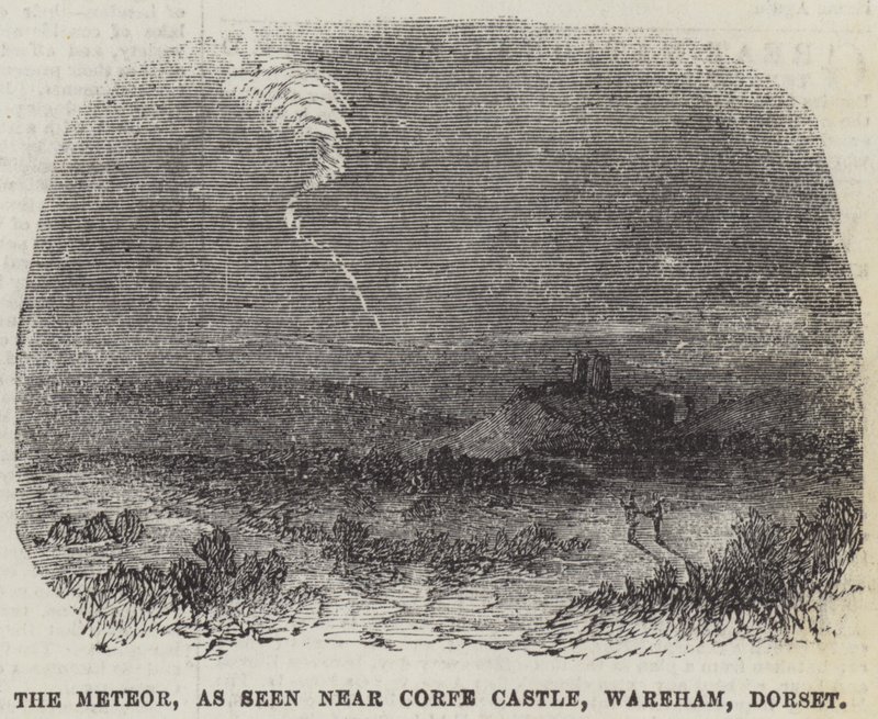 A Meteor a Corfe-kastély közelében, Wareham, Dorset (metszet) alkotó: English School