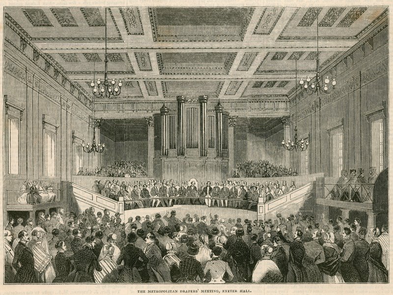 A Metropolitan Drapers találkozó a londoni Exeter Hallban alkotó: English School