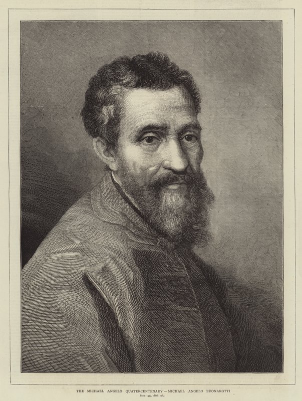 Michelangelo Quatercentenary, Michelangelo Buonarroti (metszet) alkotó: English School