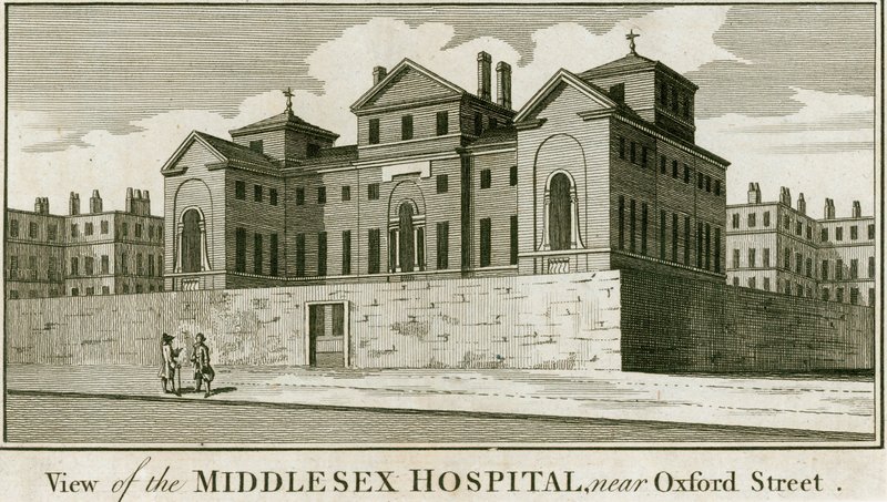 A Middlesex Kórház, az Oxford Street közelében alkotó: English School