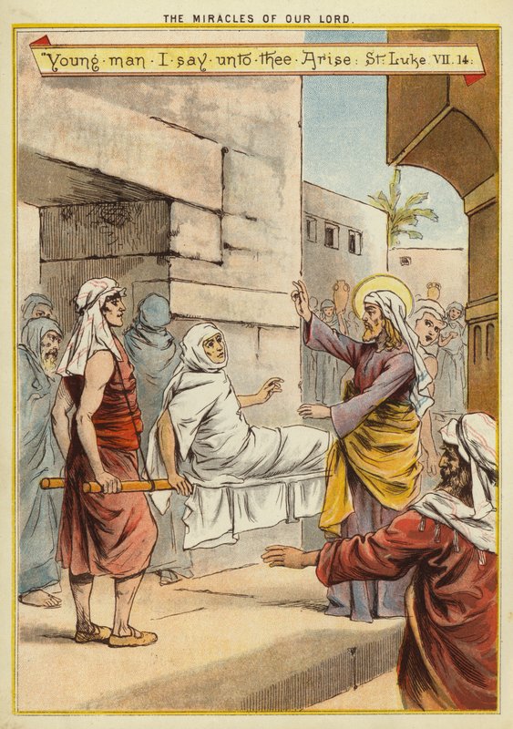 Krisztus csodái: egy özvegy fiának feltámadása (chromolitho) alkotó: English School