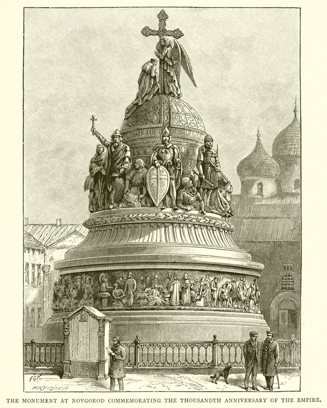 A novgorodi emlékmű a Birodalom ezredik évfordulójára emlékezve, 1862 alkotó: English School
