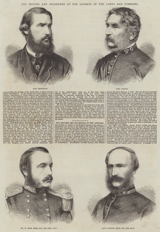 A beszéd indítói és másodlagosai a Lordokban és a Commonsban (metszet) alkotó: English School
